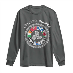 The Celtic Nations Long Sleeve Shirt Vintage The Seven Celtic Nations Flag TS11 Dark Heather Print Your Wear