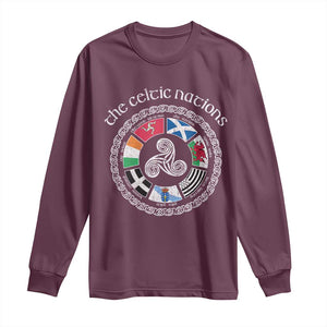 The Celtic Nations Long Sleeve Shirt Vintage The Seven Celtic Nations Flag TS11 Maroon Print Your Wear