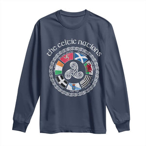 The Celtic Nations Long Sleeve Shirt Vintage The Seven Celtic Nations Flag TS11 Navy Print Your Wear