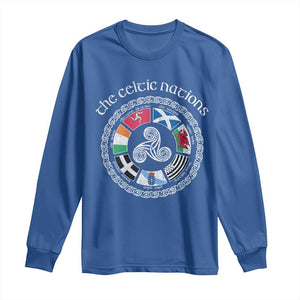 The Celtic Nations Long Sleeve Shirt Vintage The Seven Celtic Nations Flag TS11 Royal Blue Print Your Wear