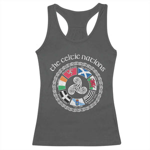 The Celtic Nations Racerback Tank Top Vintage The Seven Celtic Nations Flag TS11 Dark Heather Print Your Wear