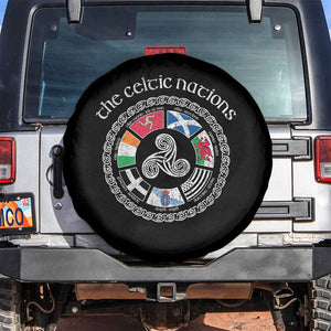 The Celtic Nations Spare Tire Cover Vintage The Seven Celtic Nations Flag TS11 No hole Black Print Your Wear