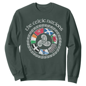 The Celtic Nations Sweatshirt Vintage The Seven Celtic Nations Flag TS11 Dark Forest Green Print Your Wear