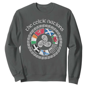 The Celtic Nations Sweatshirt Vintage The Seven Celtic Nations Flag TS11 Dark Heather Print Your Wear