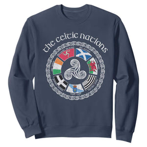 The Celtic Nations Sweatshirt Vintage The Seven Celtic Nations Flag TS11 Navy Print Your Wear