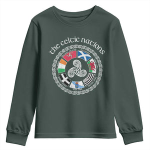 The Celtic Nations Youth Sweatshirt Vintage The Seven Celtic Nations Flag TS11 Dark Forest Green Print Your Wear
