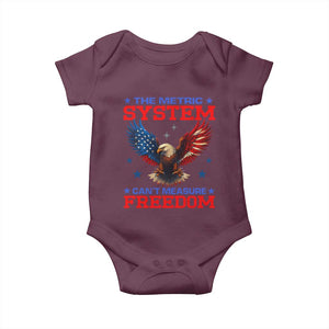 The Metric System Can't Measure Freedom Baby Onesie Funny Patriotic Eagle 4th of July USA Flag TS02 Maroon Print Your Wear