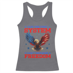 The Metric System Can't Measure Freedom Racerback Tank Top Funny Patriotic Eagle 4th of July USA Flag TS02 Charcoal Print Your Wear