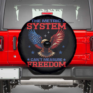 The Metric System Can't Measure Freedom Spare Tire Cover Funny Patriotic Eagle 4th of July USA Flag TS02 Black Print Your Wear