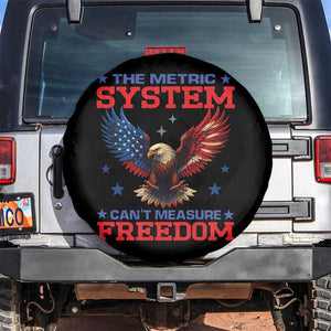 The Metric System Can't Measure Freedom Spare Tire Cover Funny Patriotic Eagle 4th of July USA Flag TS02 No hole Black Print Your Wear