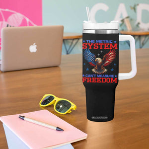 The Metric System Can't Measure Freedom Tumbler With Handle Funny Patriotic Eagle 4th of July USA Flag TS02 Print Your Wear