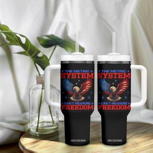 The Metric System Can't Measure Freedom Tumbler With Handle Funny Patriotic Eagle 4th of July USA Flag TS02 Print Your Wear