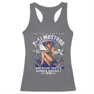 The North American P 51 Mustang American Fighter Bomber Aircraft Racerback Tank Top WW2 Aircraft Pin Up Girl TS11 Charcoal Print Your Wear