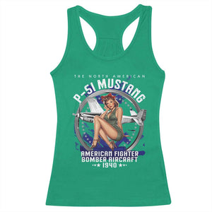 The North American P 51 Mustang American Fighter Bomber Aircraft Racerback Tank Top WW2 Aircraft Pin Up Girl TS11 Irish Green Print Your Wear