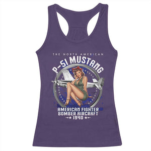 The North American P 51 Mustang American Fighter Bomber Aircraft Racerback Tank Top WW2 Aircraft Pin Up Girl TS11 Purple Print Your Wear