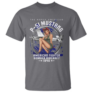The North American P 51 Mustang American Fighter Bomber Aircraft T Shirt WW2 Aircraft Pin Up Girl TS11 Charcoal Print Your Wear
