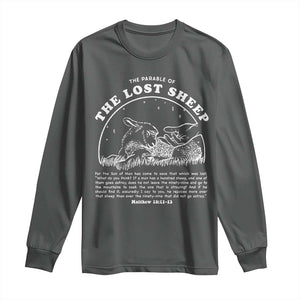 The Parable Of The Lost Sheep Long Sleeve Shirt Christian Bible Verse TS11 Dark Heather Print Your Wear
