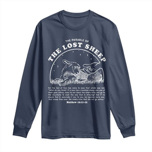 The Parable Of The Lost Sheep Long Sleeve Shirt Christian Bible Verse TS11 Navy Print Your Wear