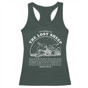 The Parable Of The Lost Sheep Racerback Tank Top Christian Bible Verse TS11 Dark Forest Green Print Your Wear