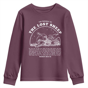 The Parable Of The Lost Sheep Youth Sweatshirt Christian Bible Verse TS11 Maroon Print Your Wear