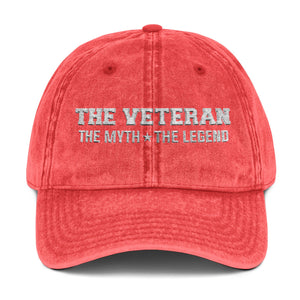 The Veteran The Myth The Legend Embroidered Distressed Baseball Cap TS02 Classic Cap Universal Fit Red Printyourwear