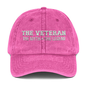 The Veteran The Myth The Legend Embroidered Distressed Baseball Cap TS02 Classic Cap Universal Fit Pink Printyourwear