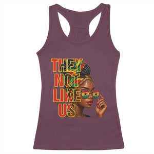 They Not Like Us Afro Queen Racerback Tank Top Melanin Magic Woman witth Headwrap and Sunglasses TS02 Maroon Print Your Wear