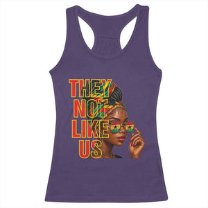 They Not Like Us Afro Queen Racerback Tank Top Melanin Magic Woman witth Headwrap and Sunglasses TS02 Purple Print Your Wear