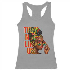 They Not Like Us Afro Queen Racerback Tank Top Melanin Magic Woman witth Headwrap and Sunglasses TS02 Sport Gray Print Your Wear