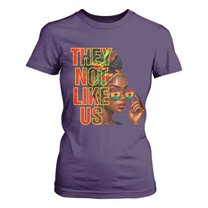 They Not Like Us Afro Queen T Shirt For Women Melanin Magic Woman witth Headwrap and Sunglasses TS02 Purple Print Your Wear