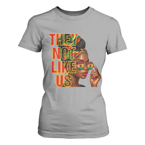 They Not Like Us Afro Queen T Shirt For Women Melanin Magic Woman witth Headwrap and Sunglasses TS02 Sport Gray Print Your Wear