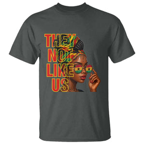 They Not Like Us Afro Queen T Shirt Melanin Magic Woman witth Headwrap and Sunglasses TS02 Dark Heather Print Your Wear