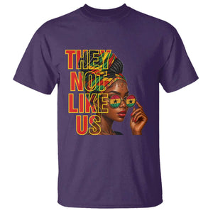 They Not Like Us Afro Queen T Shirt Melanin Magic Woman witth Headwrap and Sunglasses TS02 Purple Print Your Wear