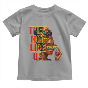 They Not Like Us Afro Queen Toddler T Shirt Melanin Magic Woman witth Headwrap and Sunglasses TS02 Sport Gray Print Your Wear