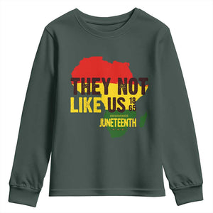 They Not Like Us Juneteenth 1865 Youth Sweatshirt Afrocentric Africa Map Black Pride TS02 Dark Forest Green Print Your Wear