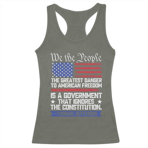 Thomas Jefferson Racerback Tank Top The Greatest Danger To Freedom Patriotic USA Flag TS10 Military Green Print Your Wear