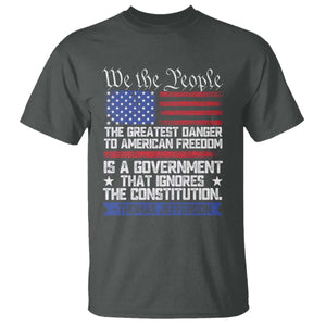 Thomas Jefferson T Shirt The Greatest Danger To Freedom Patriotic USA Flag TS10 Dark Heather Print Your Wear