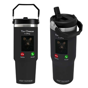 Tim Cheese Is Calling Flip Straw Tumbler Funny Decline Or Accept Meme TS02 One Size: 30 oz Black Print Your Wear