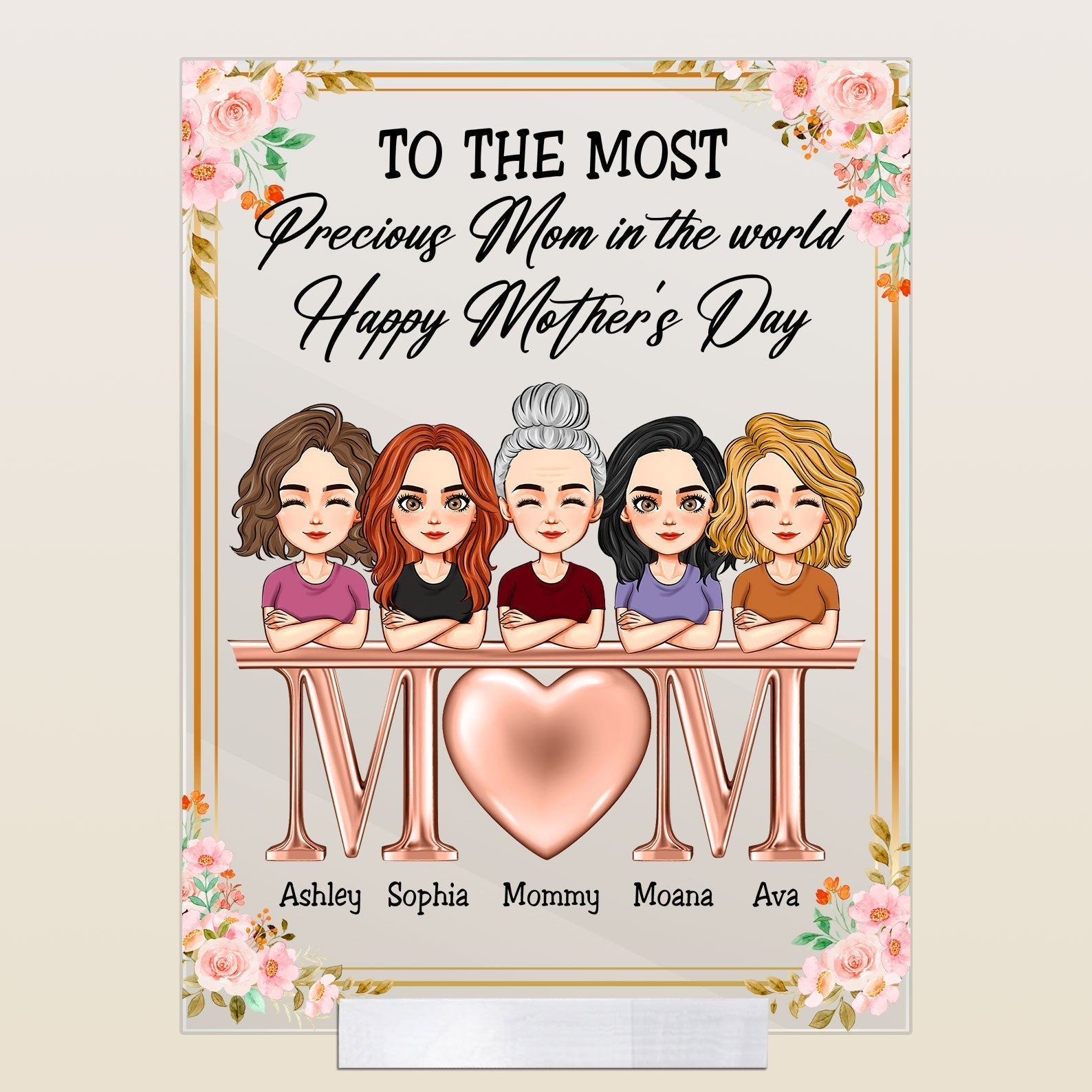 Personalized To The Most Precious Mom In The World Acrylic Plaque CTM Acrylic Table Sign 4" x 6 " Custom - Printyourwear