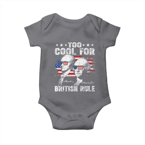 Too Cool For British Rule Baby Onesie USA American Flag 4th of July TS10 Charcoal Print Your Wear