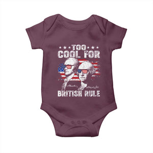 Too Cool For British Rule Baby Onesie USA American Flag 4th of July TS10 Maroon Print Your Wear