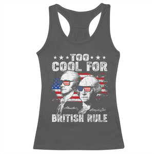 Too Cool For British Rule Racerback Tank Top USA American Flag 4th of July TS10 Dark Heather Print Your Wear