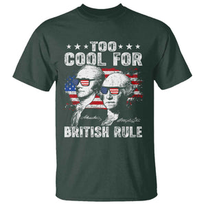 Too Cool For British Rule T Shirt USA American Flag 4th of July TS10 Dark Forest Green Print Your Wear