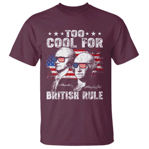 Too Cool For British Rule T Shirt USA American Flag 4th of July TS10 Maroon Print Your Wear