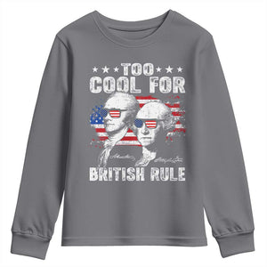 Too Cool For British Rule Youth Sweatshirt USA American Flag 4th of July TS10 Charcoal Print Your Wear