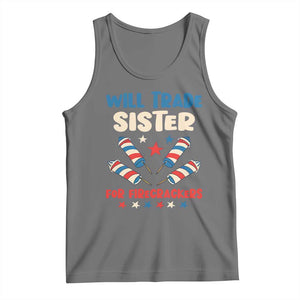 Trade Sister For Firecrackers Tank Top Funny Boys 4th Of July Kids Patriotic TS10 Black Heather Print Your Wear
