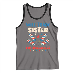 Trade Sister For Firecrackers Tank Top Funny Boys 4th Of July Kids Patriotic TS10 Deep Heather Black Print Your Wear