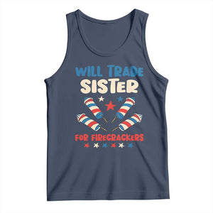 Trade Sister For Firecrackers Tank Top Funny Boys 4th Of July Kids Patriotic TS10 Navy Print Your Wear