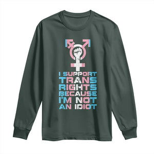 Trans Ally Long Sleeve Shirt Transgender Pride Flag Support TS10 Dark Forest Green Print Your Wear