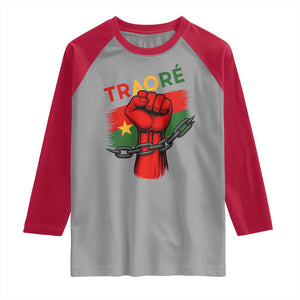 Traoré 2025 Burkina Faso Flag Raglan Shirt Raised Fist Broken Chains TS02 Sport Gray Red Print Your Wear